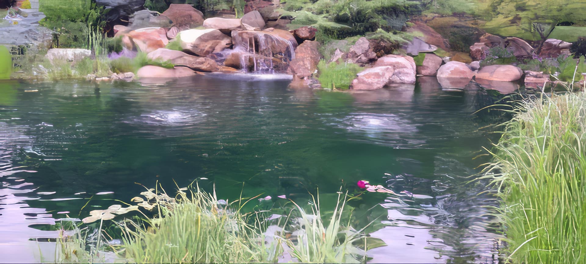 Before: algae-covered pond